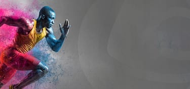 colorful man running -runner true muscle logo