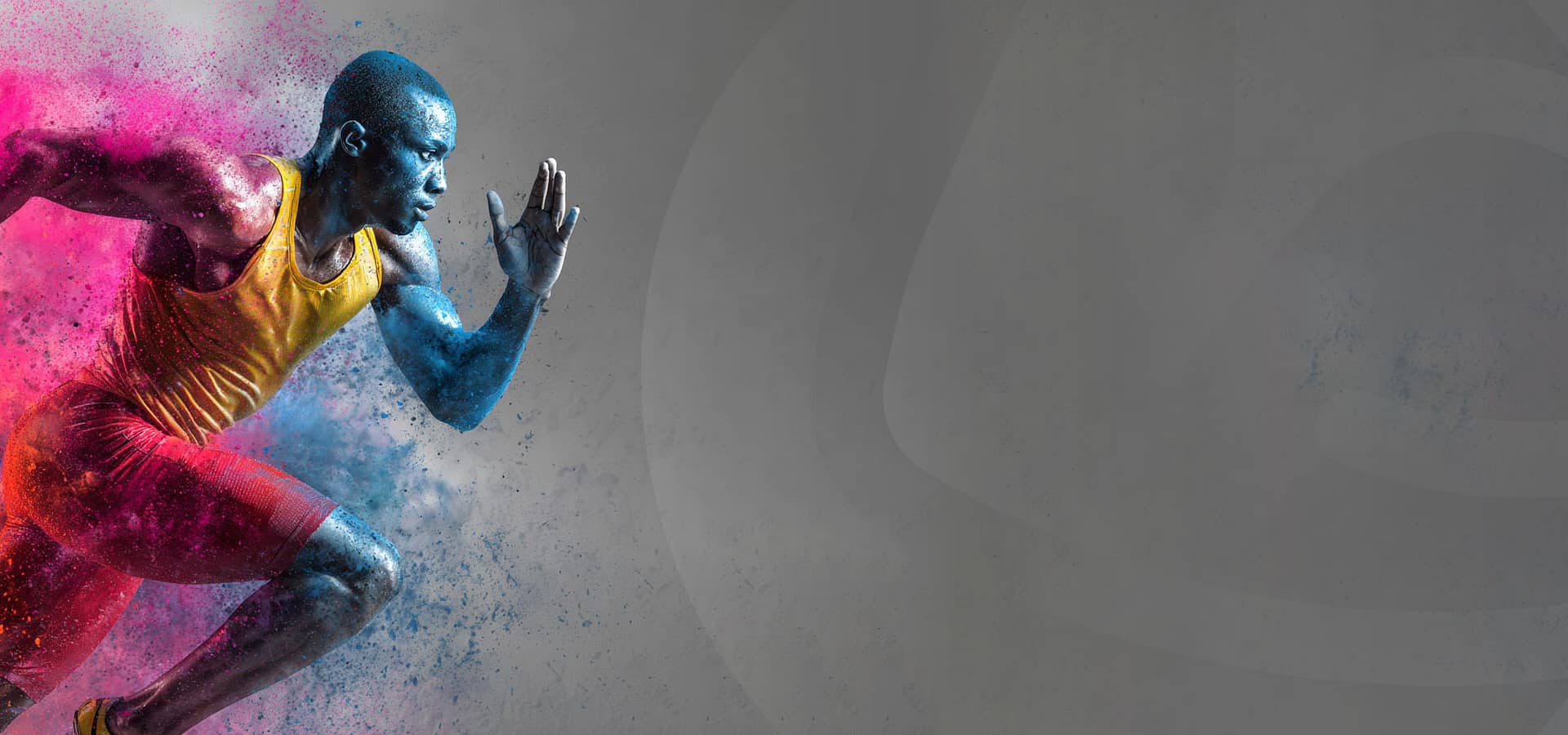 colorful man running -runner true muscle logo